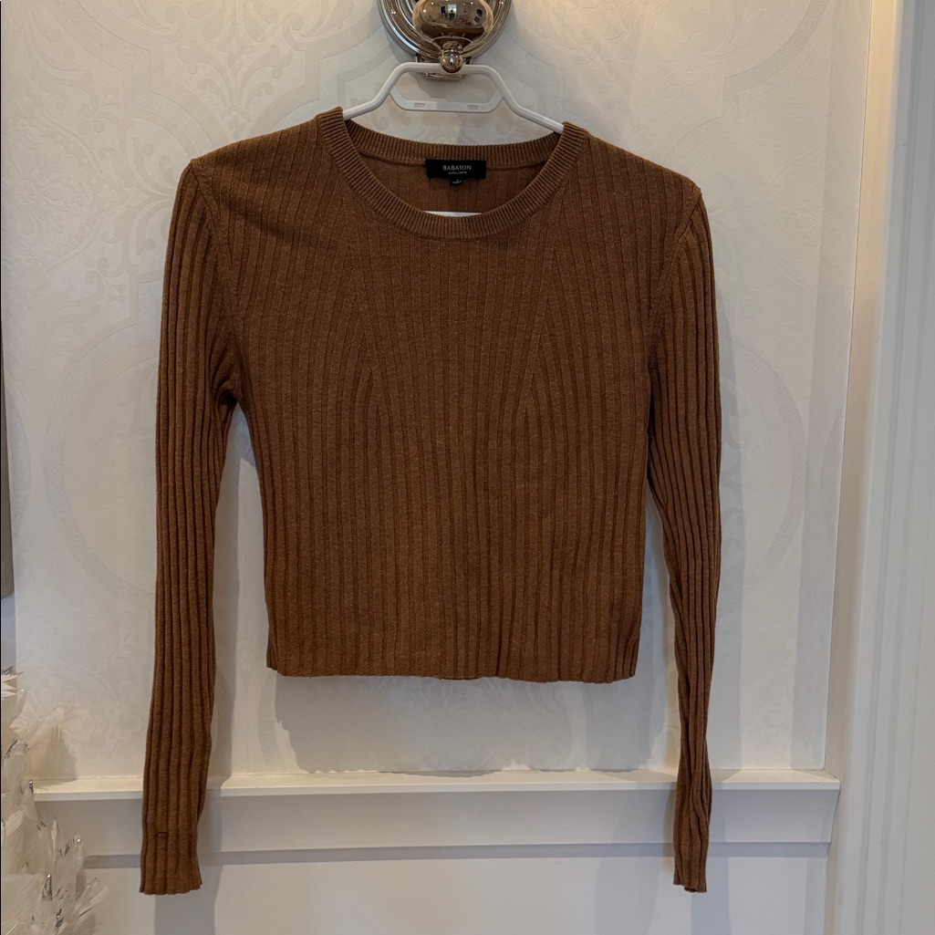 Wilfred Brown Long Sleeve Ribbed Top